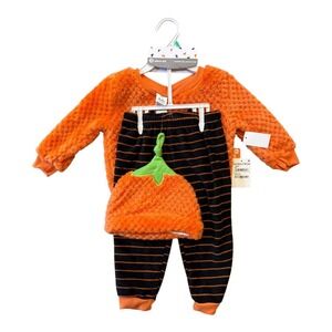 Baby Starters 3 Piece Pumpkin Halloween‎ Outfit Set 18 Months Orange Black